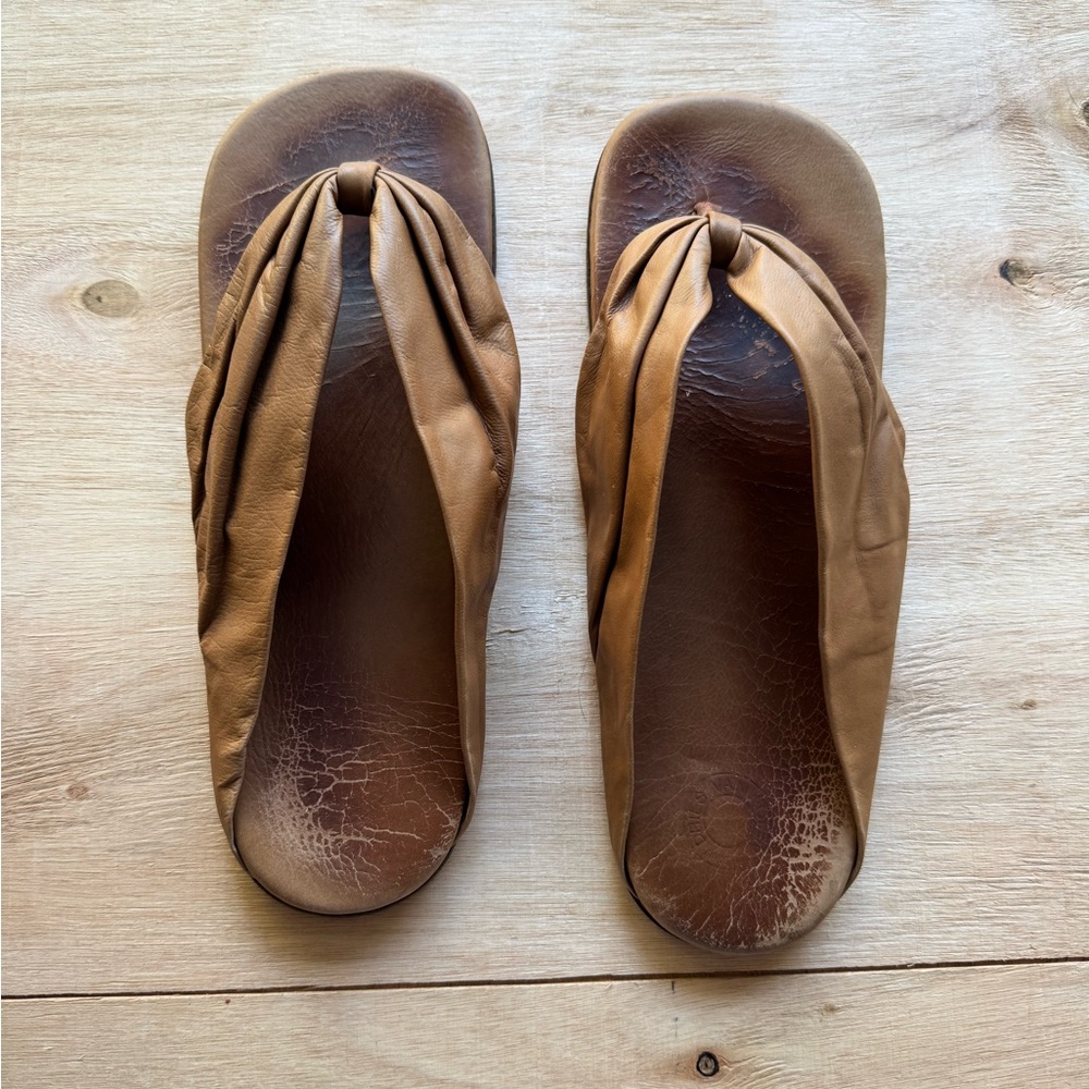 DRIES VAN NOTEN Tan Leather Sandals Size 41